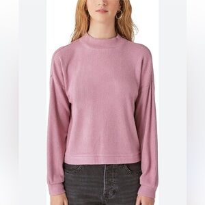 Lucky Brand Cloud Rib Bubble Mock Neck Top in Color ‘Nostalgia Rose’